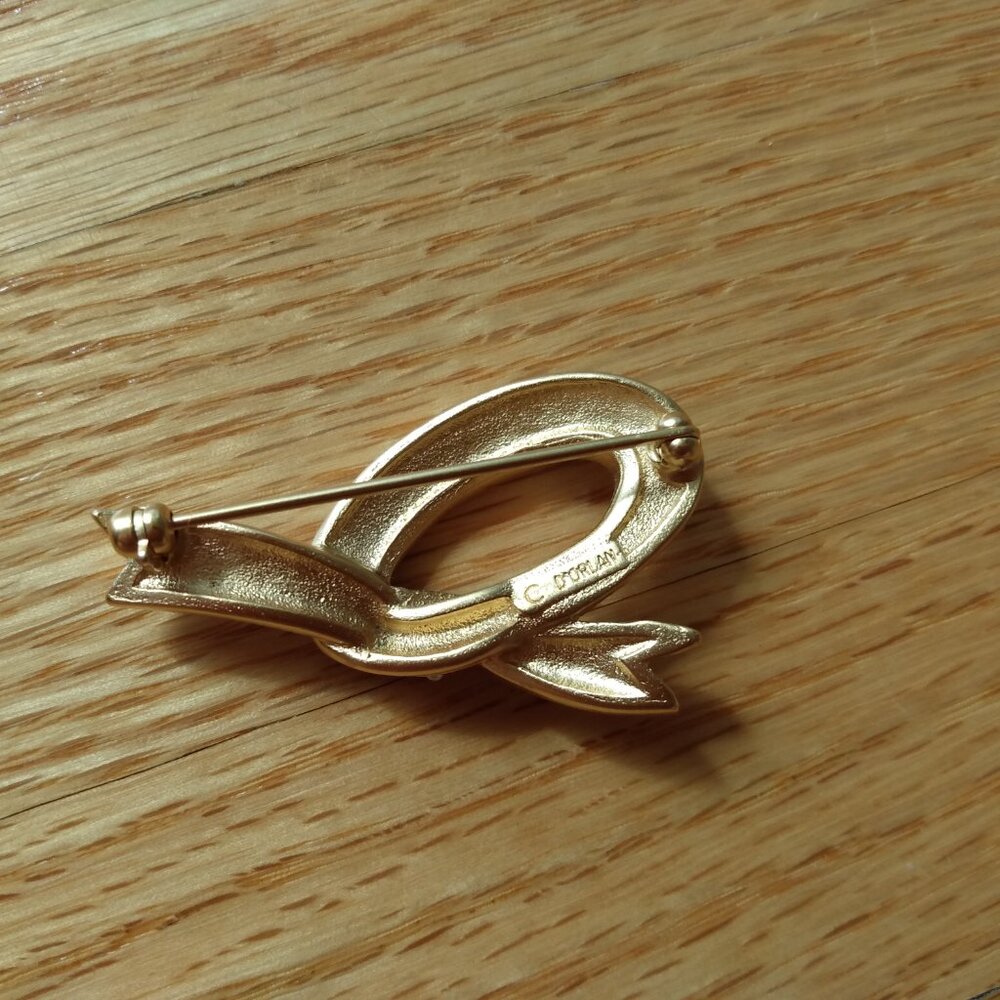 Vintage D'Orlan Buried Treasure Ribbon Knot Brooch Colorful Jewelry Collectible - Picture 3 of 8